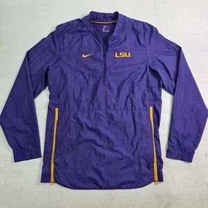Nike LSU Tigers Sideline Lockdown Men's Slip-Over 1/4 Zip Jacket Windbreake Sz S